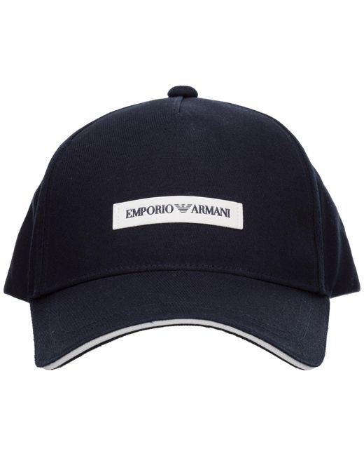 Emporio Armani Blue Logo-Patch Curved Peak Baseball Cap for men