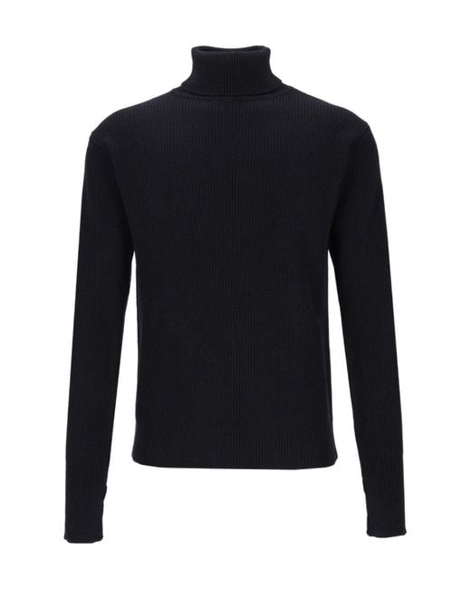 Barena Blue Ribbed-Knit Roll-Neck Turtleneck for men