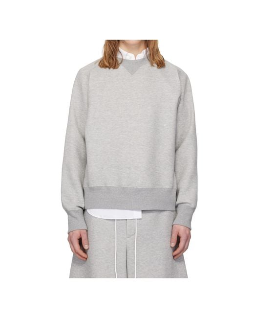 Sacai Gray Sponge Pullover for men
