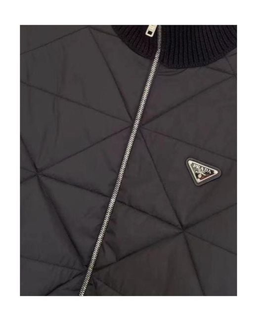 Prada Black Splicing Design Knitted Cardigan for men