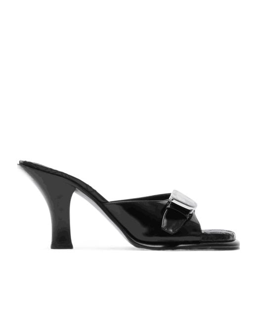 Burberry Black Bay Equestrian Knight Motif Mules