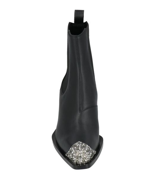 DIESEL Black Rhinestone Decor Denim Ankle Boots