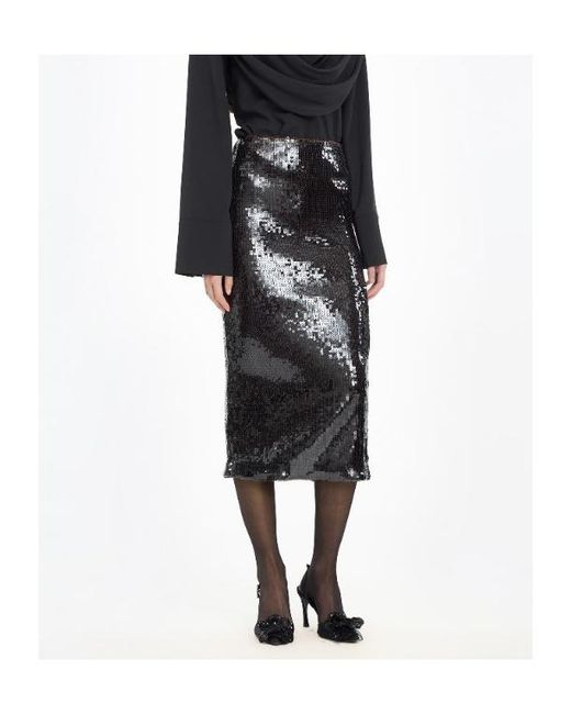 ROTATE BIRGER CHRISTENSEN Black Sequins Pencil Skirt