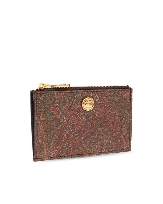 Etro Brown Pegaso Plaque Card Holder