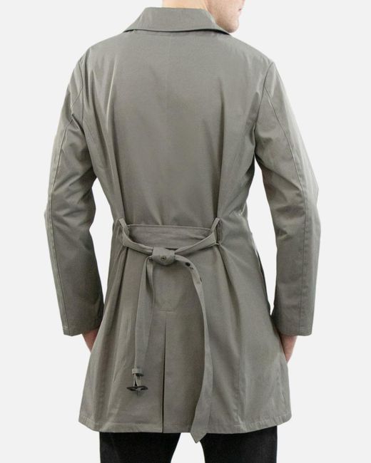 Armani Collezioni Gray Medium And Long Style Lapel Logo Trench Coat for men