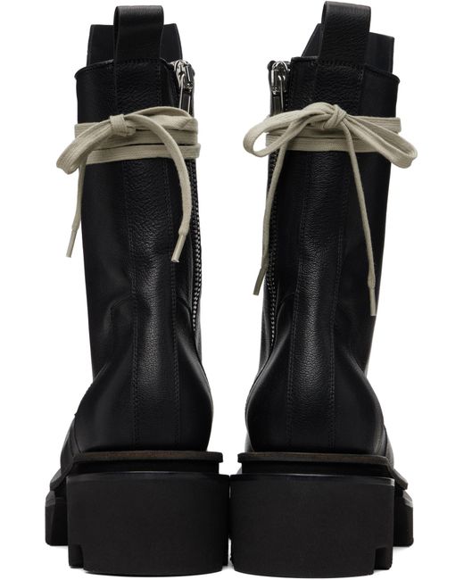 Rick Owens Black Round-Toe Ankle Boots for men