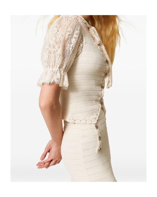 Twinset Natural Crochet Button Knitted Top