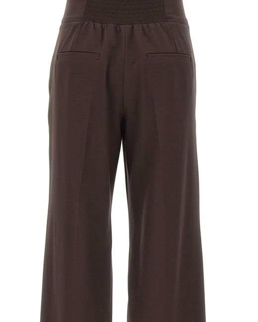 Marella Brown Double-Waistband Casual Trousers