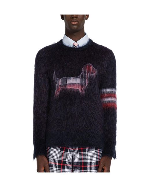 Thom Browne Blue Hector Knitted Jumper for men