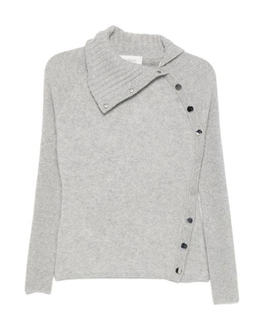 Sportmax Gray Long-Sleeve Knit Top