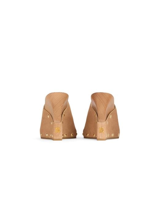 Balmain Brown Wedge Clogs