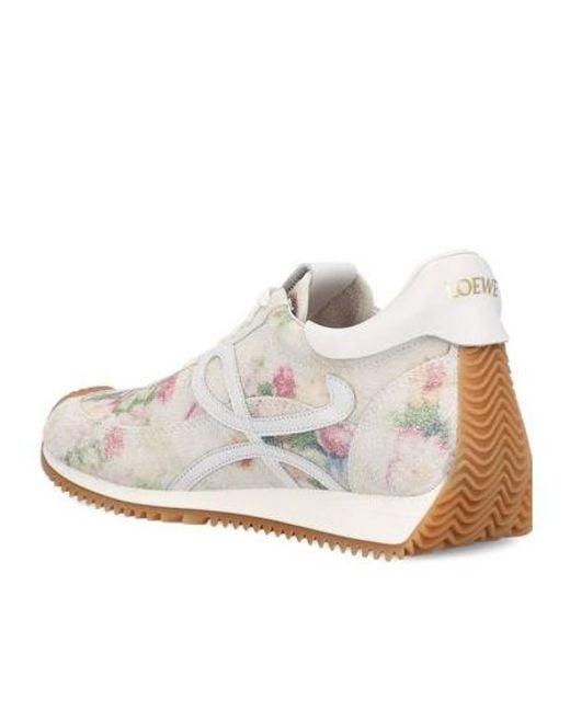 Loewe White Floral Printed Low-Top Sneakers