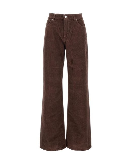 Haikure Brown Logo Patch Straight-Leg Trousers