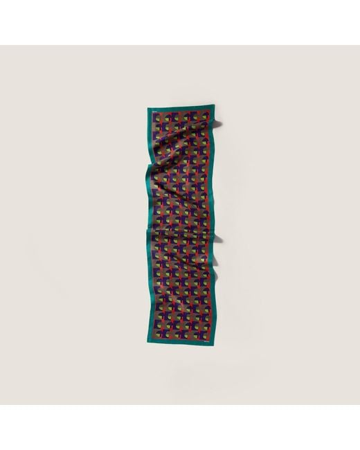 Miu Miu Blue Pattern-Printed Scarf