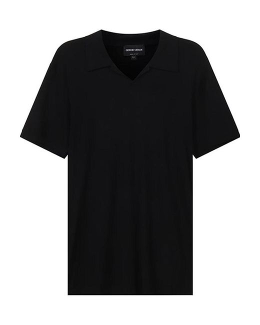 Giorgio Armani Black Stretch Short-Sleeved Jersey Polo Shirt for men