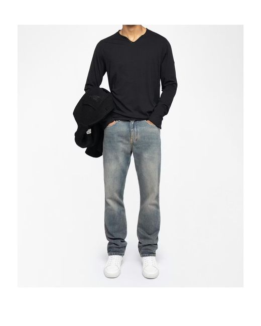 Zadig & Voltaire Black Monastir Henley T-Shirt for men