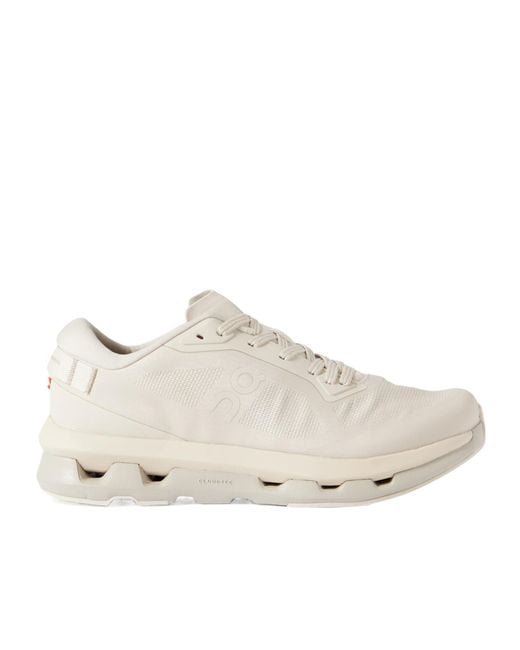 On Shoes White Rubber-Trimmed Stretch Recycled-Knit Sneakers