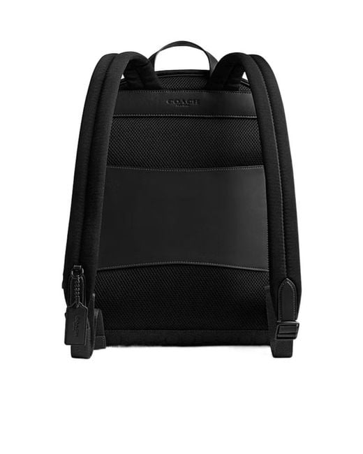 COACH Black Theo Patterned Backpack for men