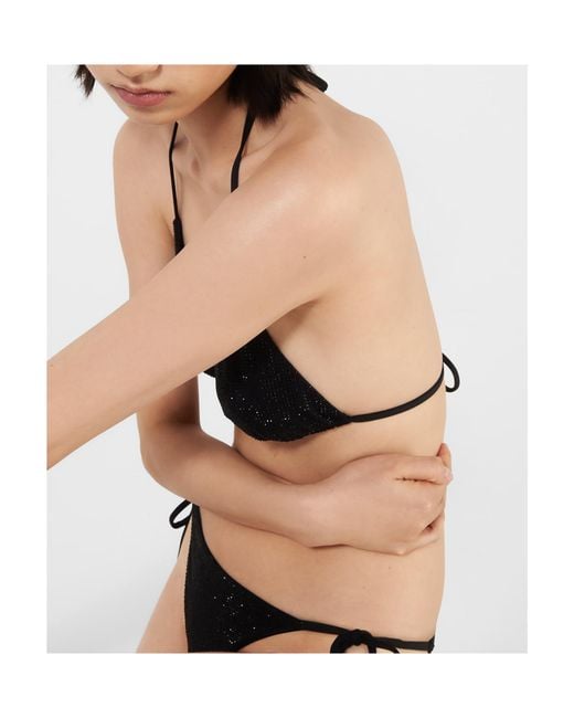 Prada Black Jersey Bikini Bottom With Rhinestones