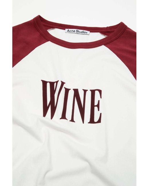 Acne Red Wine Graphic T-Shirt for men