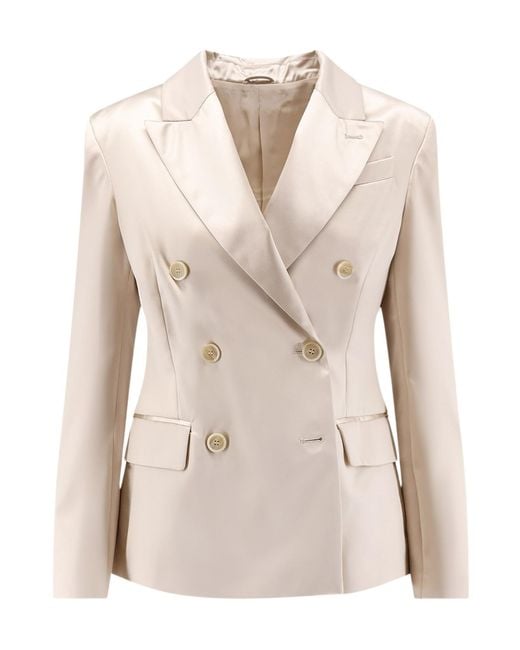 Brunello Cucinelli Natural Long-Sleeve Blazer