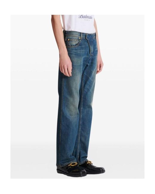 Balmain Blue Straight-Leg Jeans for men