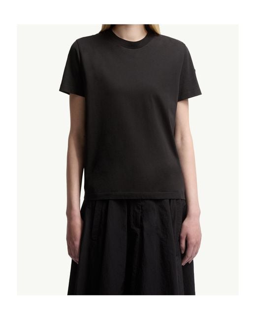 Moncler Black Pleated Back Cotton T-Shirt