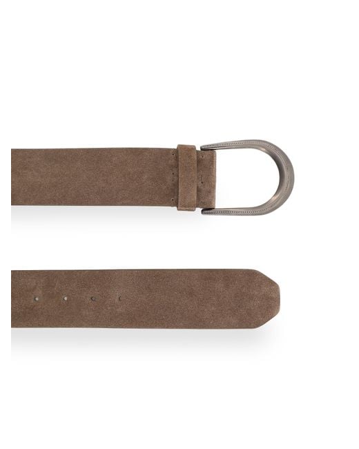 Brunello Cucinelli White Suede Buckle Belt