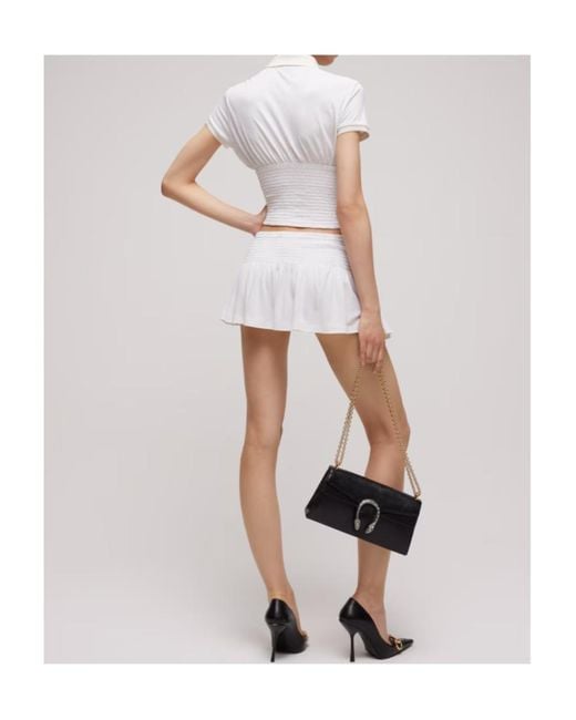 Gucci White Silk Jersey Skirt With Embroidery