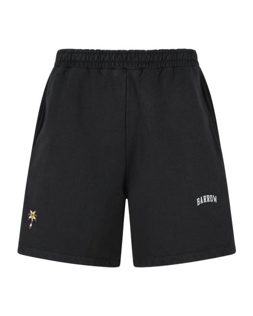 Barrow Black Logo Printed Bermuda Shorts for men