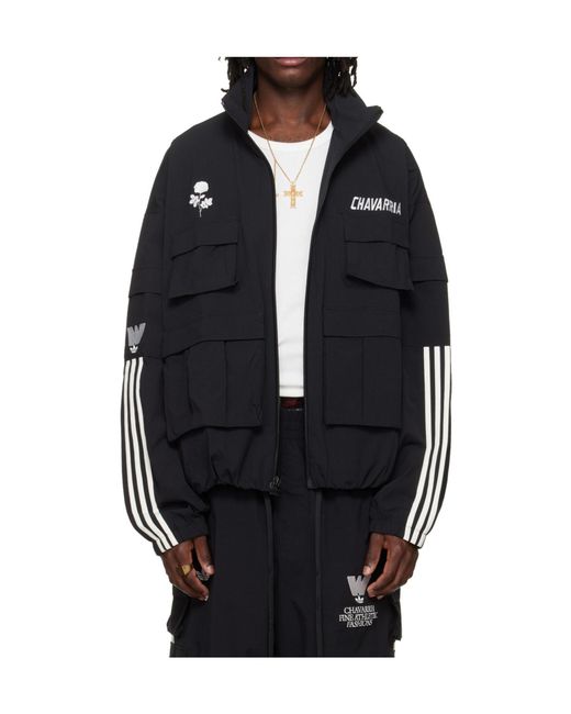 ADIDAS X WILLY CHAVARRIA Black Willy Chavarria X Adidas Originals Collaboration Stand Collar Casual Jacket for men
