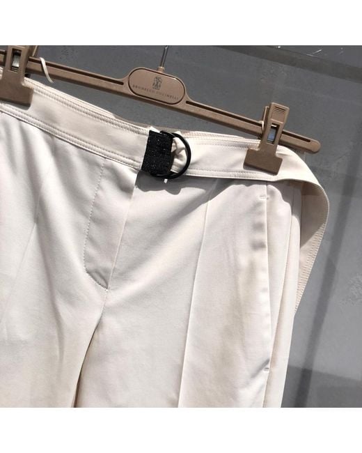 Brunello Cucinelli White Low Rise Slim-Fit Trousers