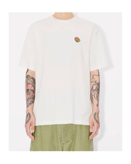 KENZO White Pop-Embroidered T-Shirt for men