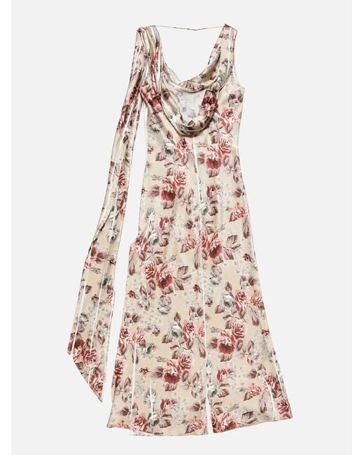 Acne White Draped Print Dress