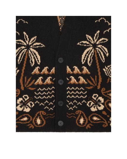 Alanui Black Glimpse Of Eden Palm-Tree Paisley Cardigan for men