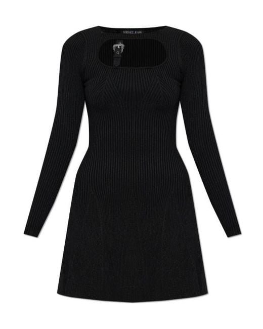 Versace Jeans Black Couture Lurex Thread Mini Dress