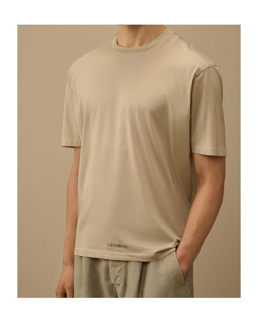 C P Company Natural Logo Printed Crewneck T-Shirt for men