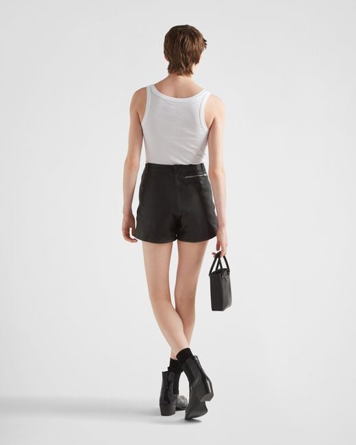 Prada Black Leather Shorts