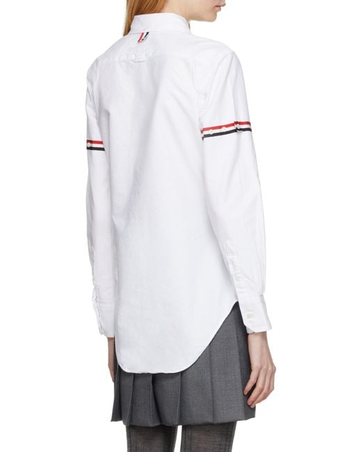 Thom Browne White Rwb Striped Buttoned Shirt
