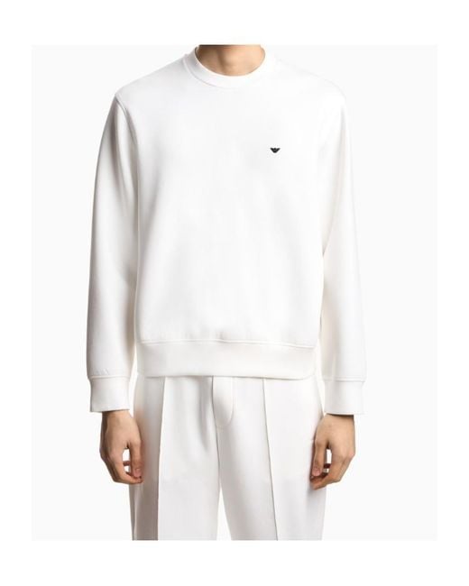 Emporio Armani White Logo Crew Neck Sweatshirt for men