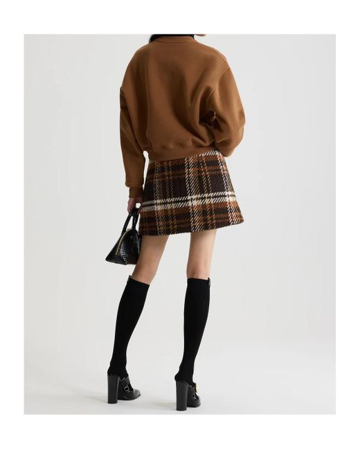 Patou Brown Plaid Pattern Mini Skirt