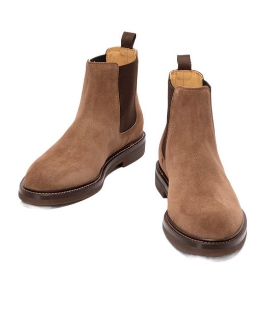 Brunello Cucinelli Brown Suede Ankle Boots for men
