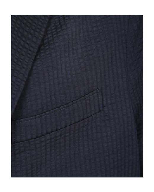 Harris Wharf London Blue Seersucker Two-Button Blazer for men