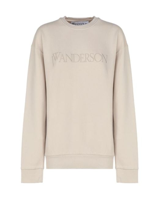 J.W. Anderson Natural Jw Anderson Logo Embroidered Crewneck Sweatshirt