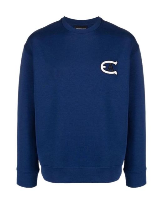 Emporio Armani Blue Logo Print Sweatshirt for men