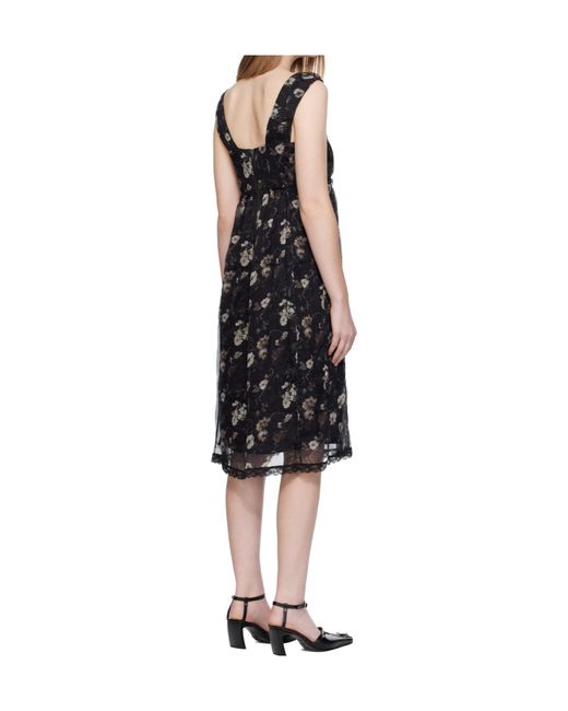 R13 Black Sleeveless V-Neck Midi Dress