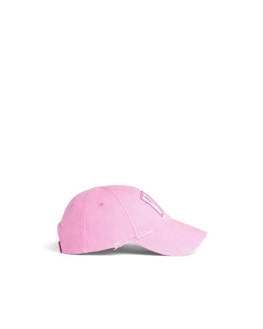 Balenciaga Pink Vip Teamp Logo Distressed Cap