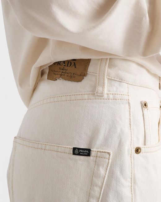 Prada White Old Denim Five-Pocket Jeans