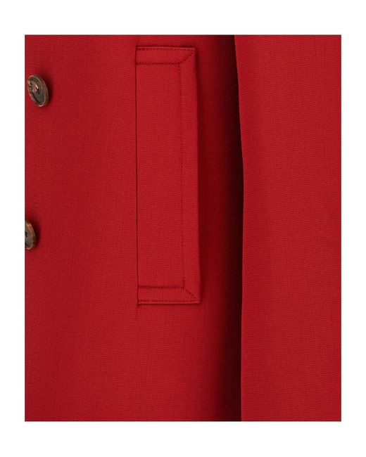 Auralee Red Double-Breasted Wool Casual Jacket