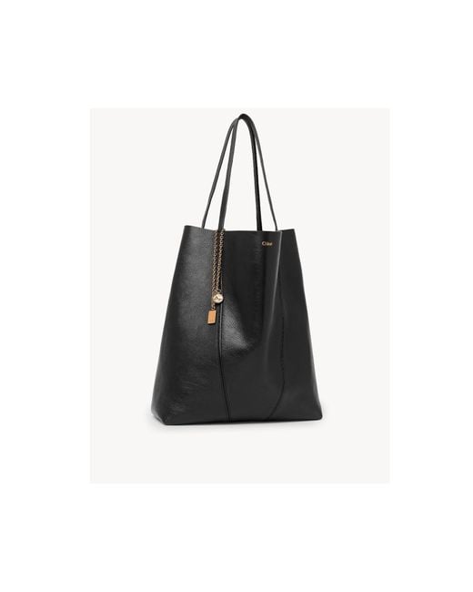Chloé Black Chloé Spin Chain Detail Tote Bag